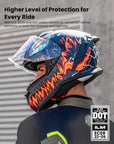 ILM Motorcycle Full Face Street Racing Helmet Model MF567 - ILM