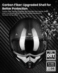 ILM Carbon Fiber Vintage Full Face Modular Motorcycle Helmet Model B707C - ILM