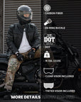 ILM Carbon Fiber Lightweight Motorcycle Helmets Full Face Retro Helmet Model F611 - ILM