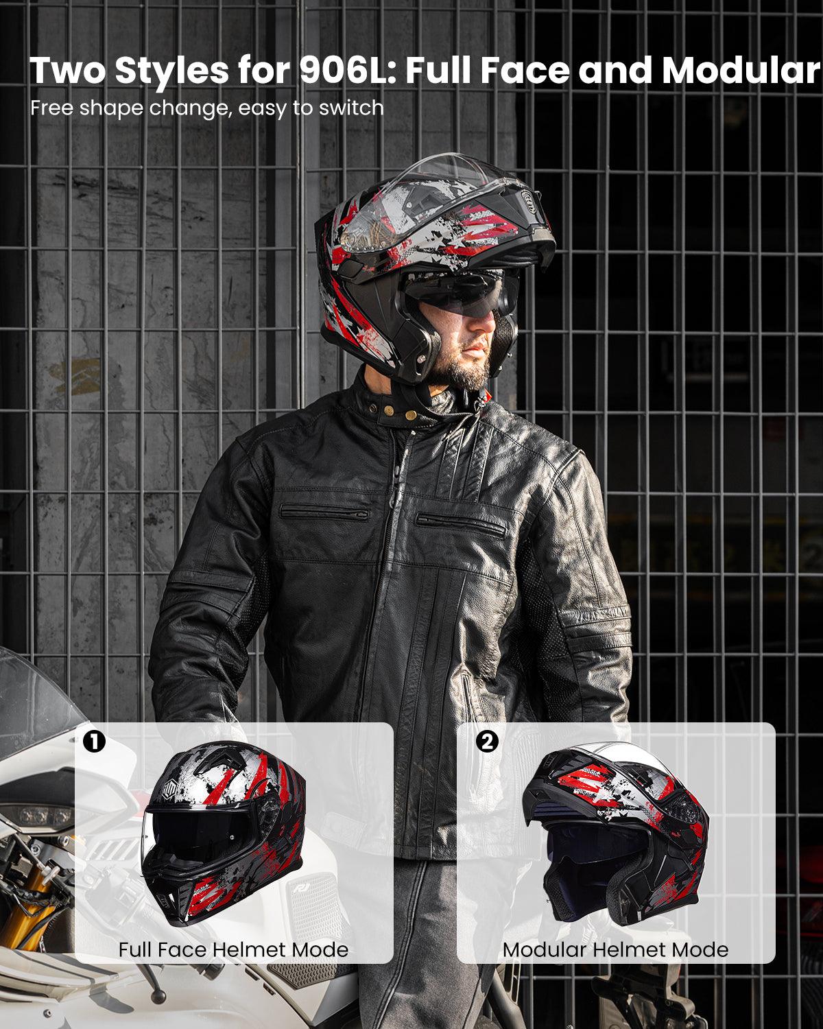 ILM Motorcycle Modular Full Face Helmet LED Tail Light Model 906L