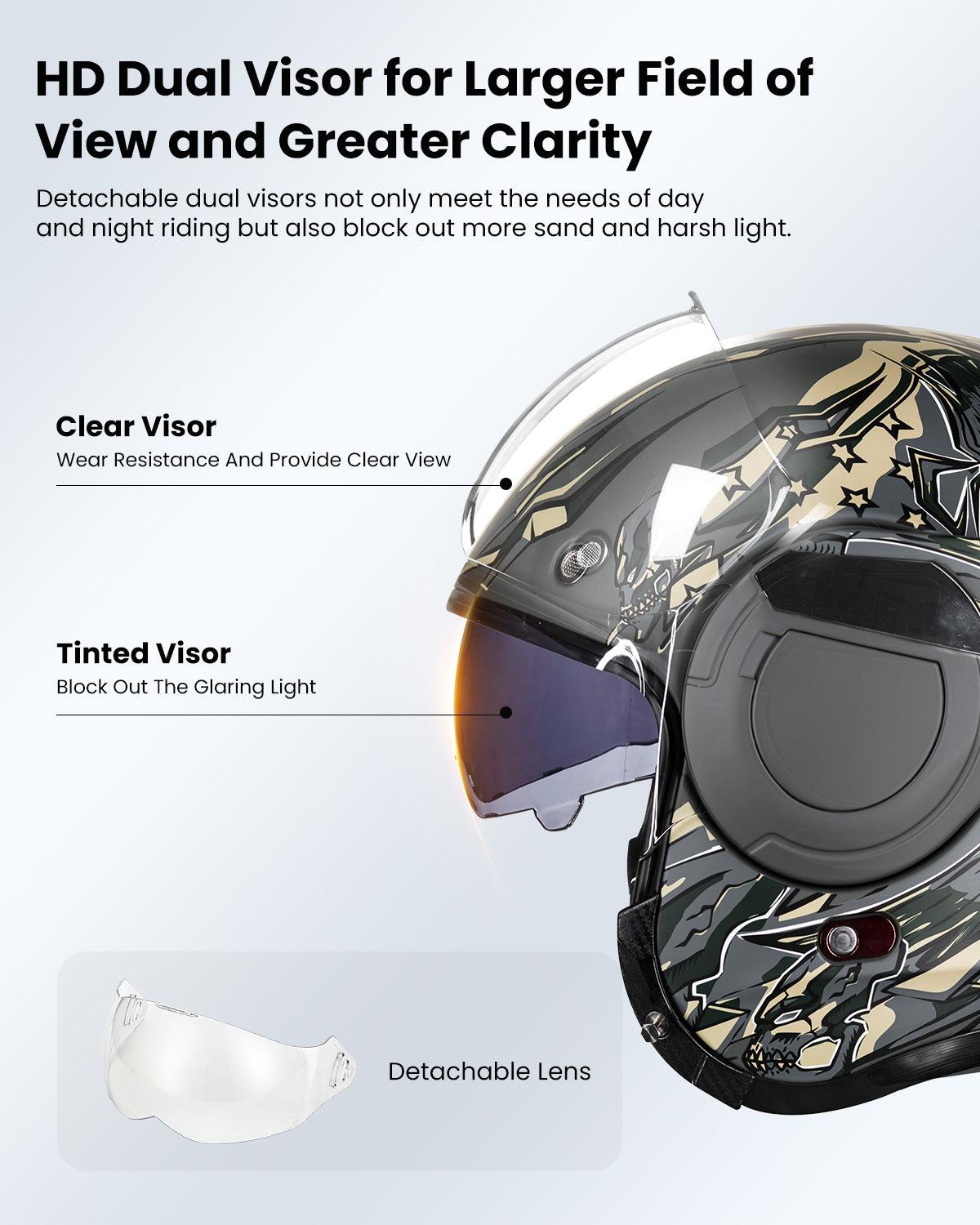 ILM Vintage Full Face Modular Motorcycle Helmet Model B707 - ILM