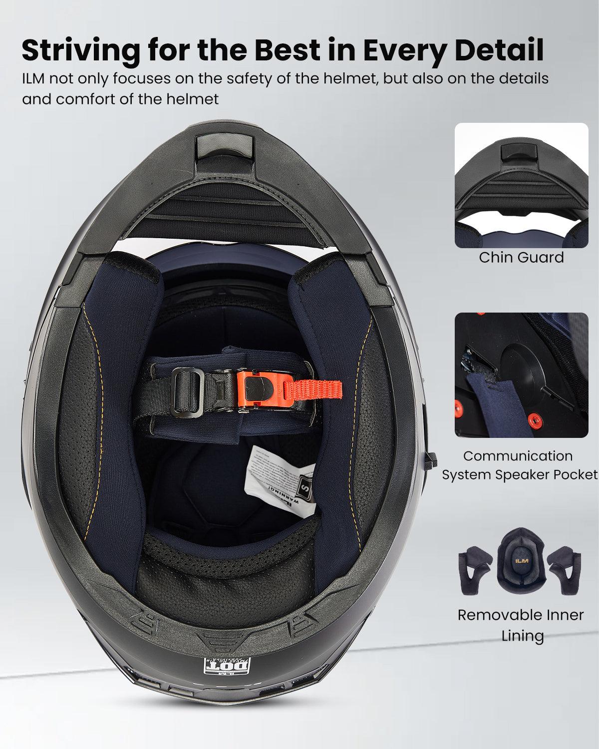 ILM Motorcycle Modular Full Face Helmet LED Tail Light Model 906L