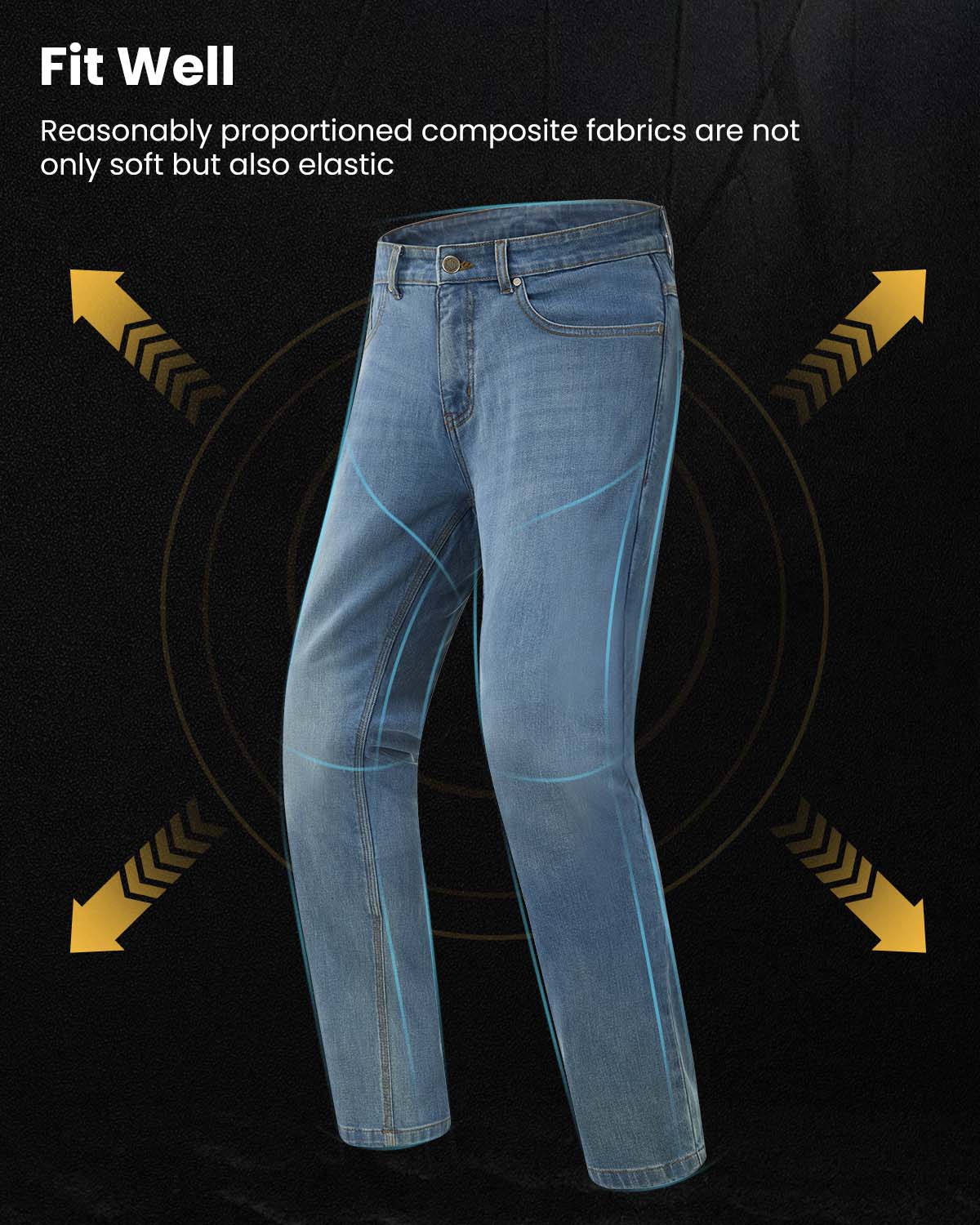 ILM Motorcycle Riding Pants for Men CE Armored Motorbike Jeans Adventure Touring Motocross All Season Model PJN1