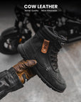 ILM Motorcycle Leather Shoes for Men Waterproof Anti-Slip with Ankle Support Model UB305