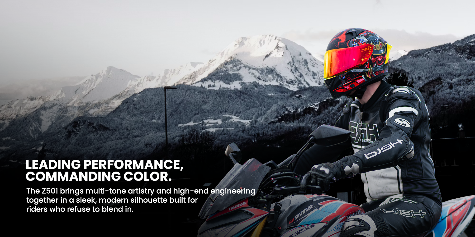 LEADING PERFORMANCE, COMMANDING COLOR. The Z501 brings multi-tone artistry and high-end engineering together in a sleek, modern silhouette built for riders who refuse to blend in.