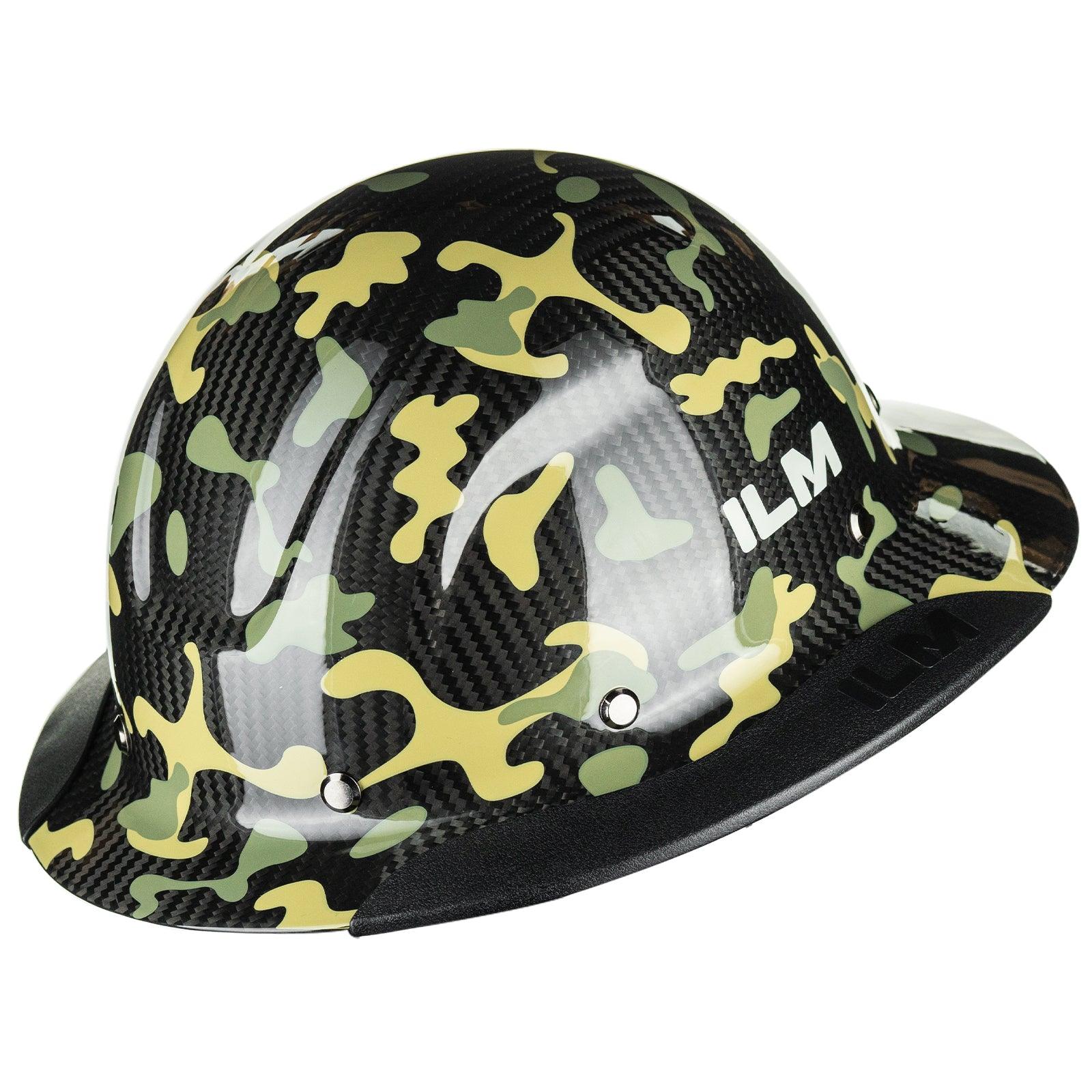 ILM Carbon Fiber Full Brim Hard Hat for Men with 4-8 Point Suspension OSHA and ANSI Construction Safety Hat Model MS401 - ILM