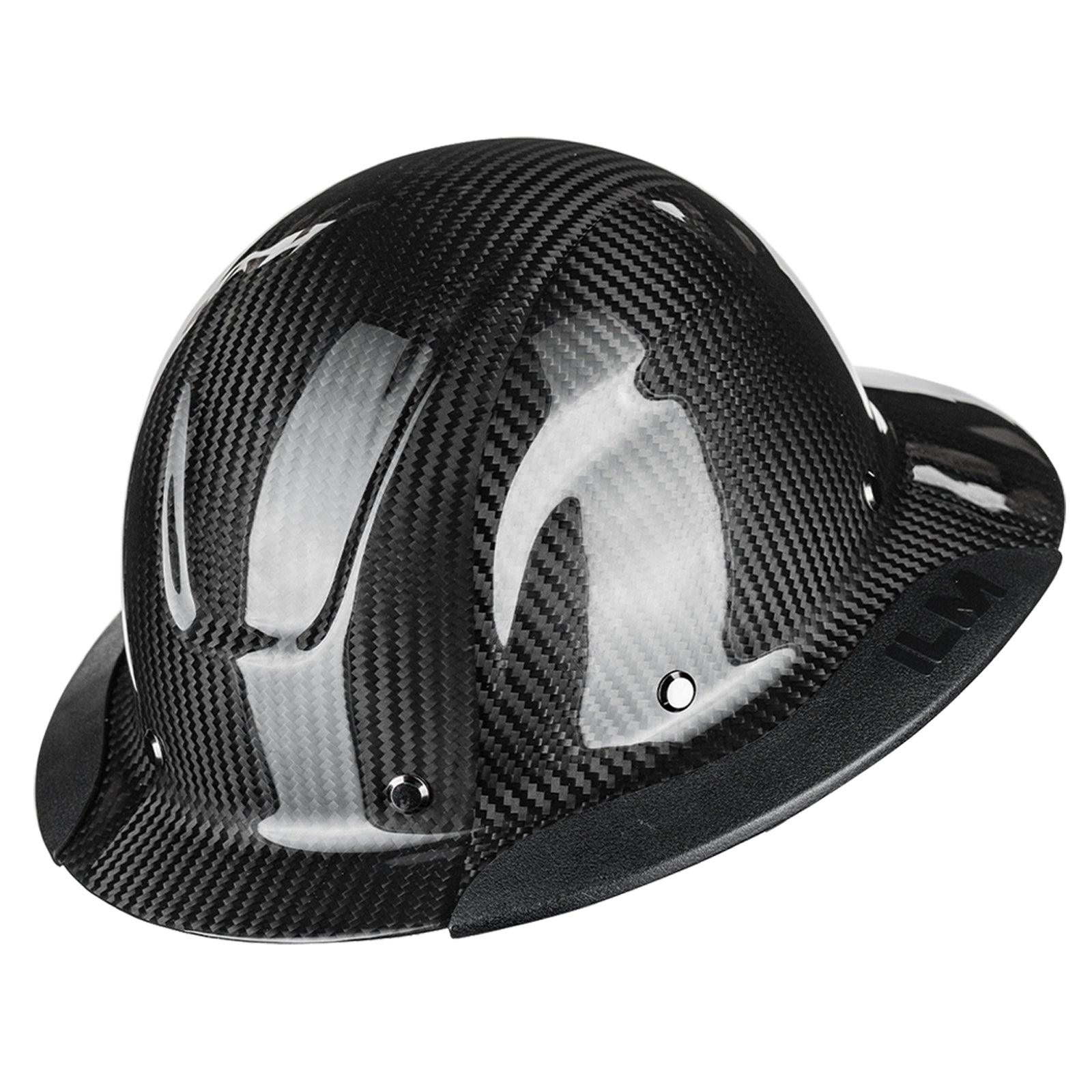 ILM Carbon Fiber Full Brim Hard Hat for Men with 4-8 Point Suspension OSHA and ANSI Construction Safety Hat Model MS401 - ILM