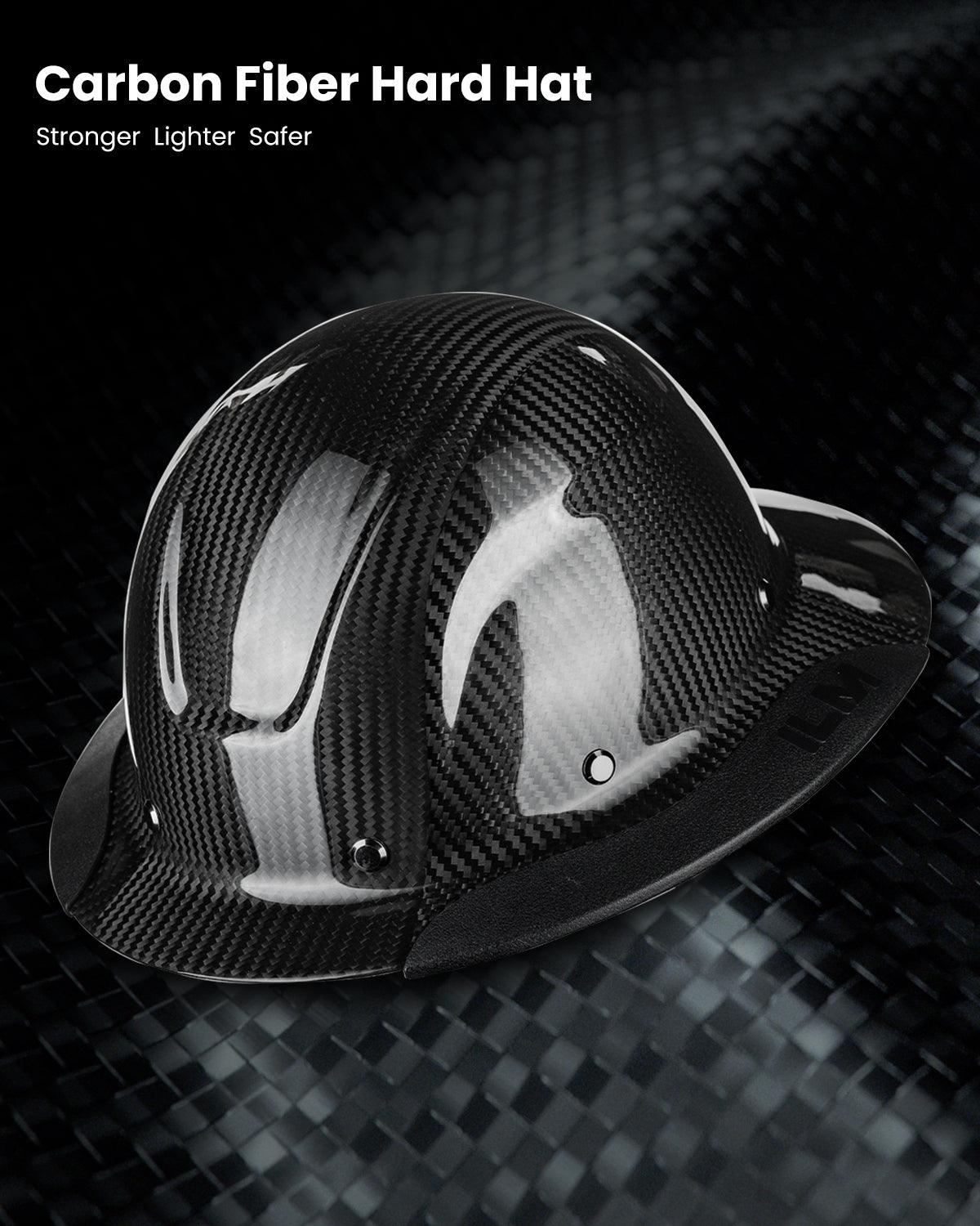 ILM Carbon Fiber Full Brim Hard Hat for Men with 4-8 Point Suspension OSHA and ANSI Construction Safety Hat Model MS401 - ILM