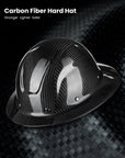 ILM Carbon Fiber Full Brim Hard Hat for Men with 4-8 Point Suspension OSHA and ANSI Construction Safety Hat Model MS401 - ILM
