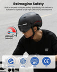 ILM Smart Adult Bike Helmet Front Side Rear LED Light with Automatic G-Sensor Turn Signal & Brake Warning Road Cycling Model MB101L
