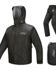 ILM Motorcycle Rain Suit for Men 2 Piece Waterproof Jacket and Pants Hidden Shoe Cover Breathable Reflective Model RS03