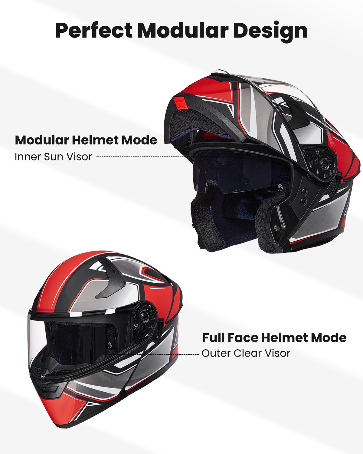 ILM Adult Motorcycle Modular Full Face Helmet Model WS206